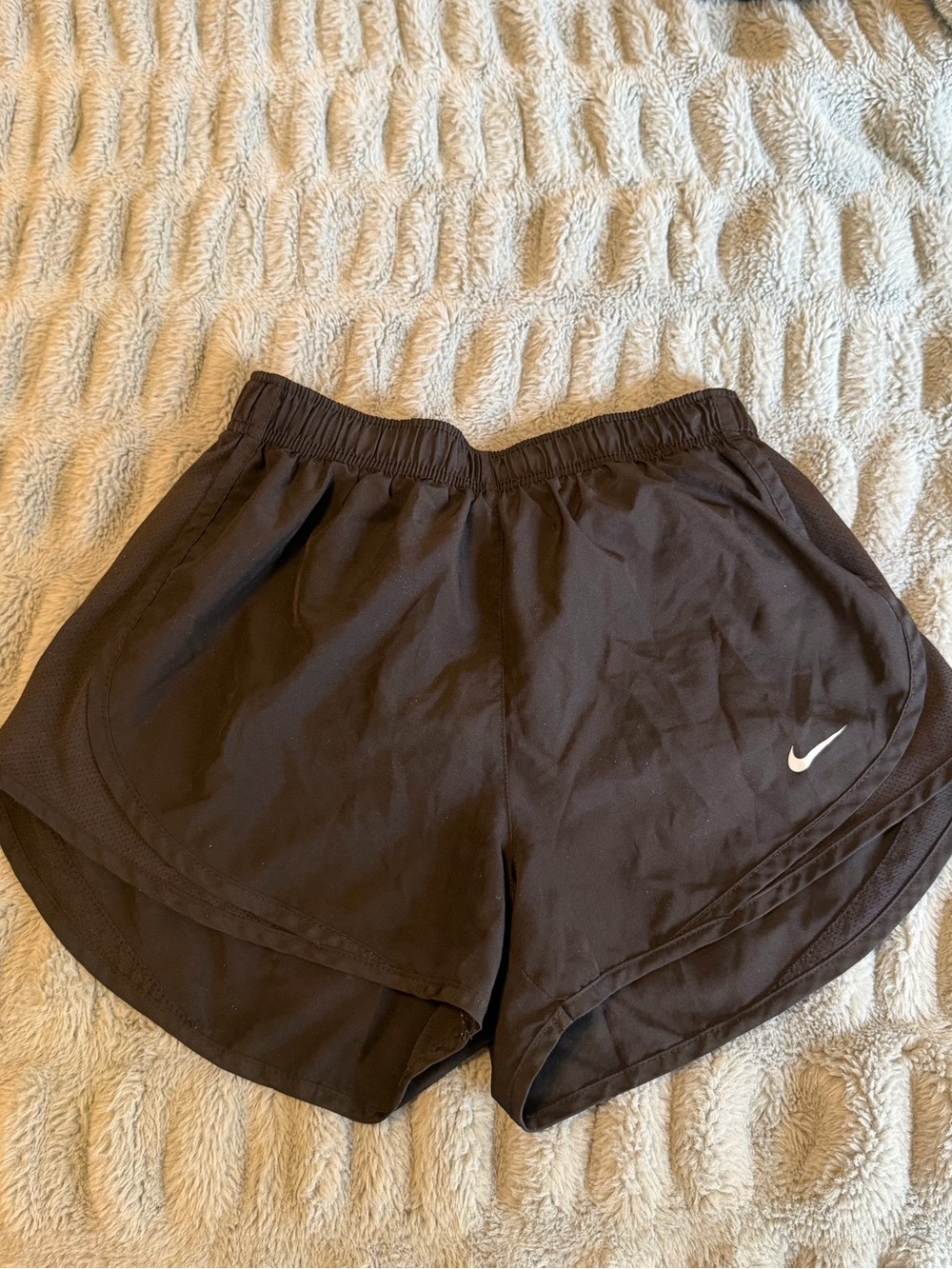 Nike Women's Black Athletic Running Shorts with White Swoosh